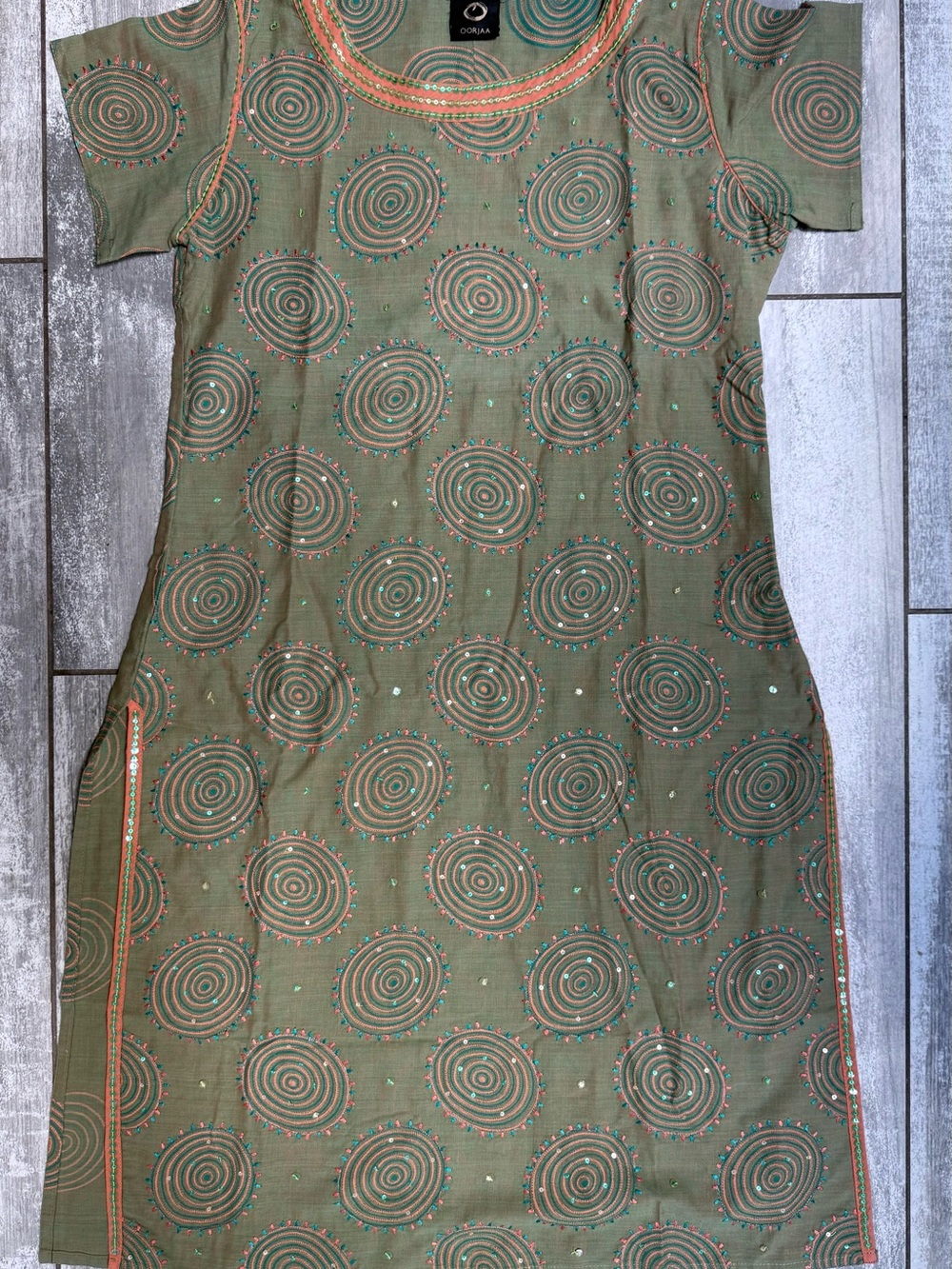Print and Hand Embroidered Tunic Dress